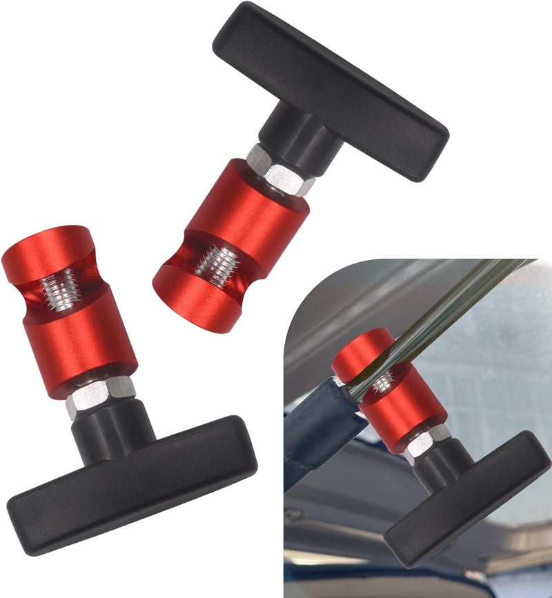 winterrock 2PCS Car Hood Prop Rods, Aluminum Alloy Engine Hood Support Rod Retainer, Portable Anti-Slip Anti-Pinch Vehicle Metal Hood Strut Clamp, Universal Snap-on Auto Support Lift Accessories (Red) - Image 1
